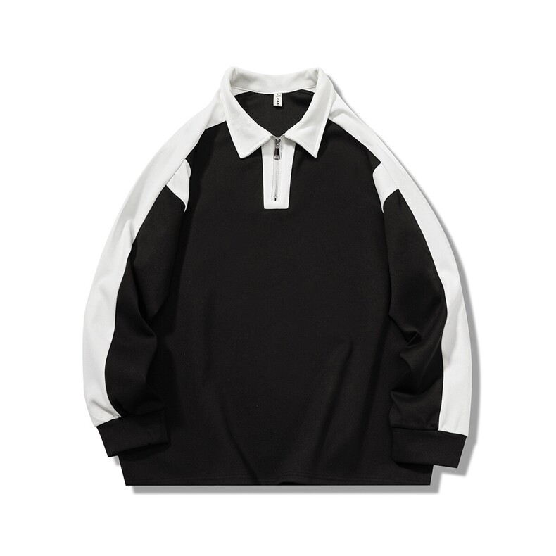 得物白底图polo衫体恤港风菠萝格春秋季拼接休闲卫衣YY6887-P48,男装卫衣,电商C216