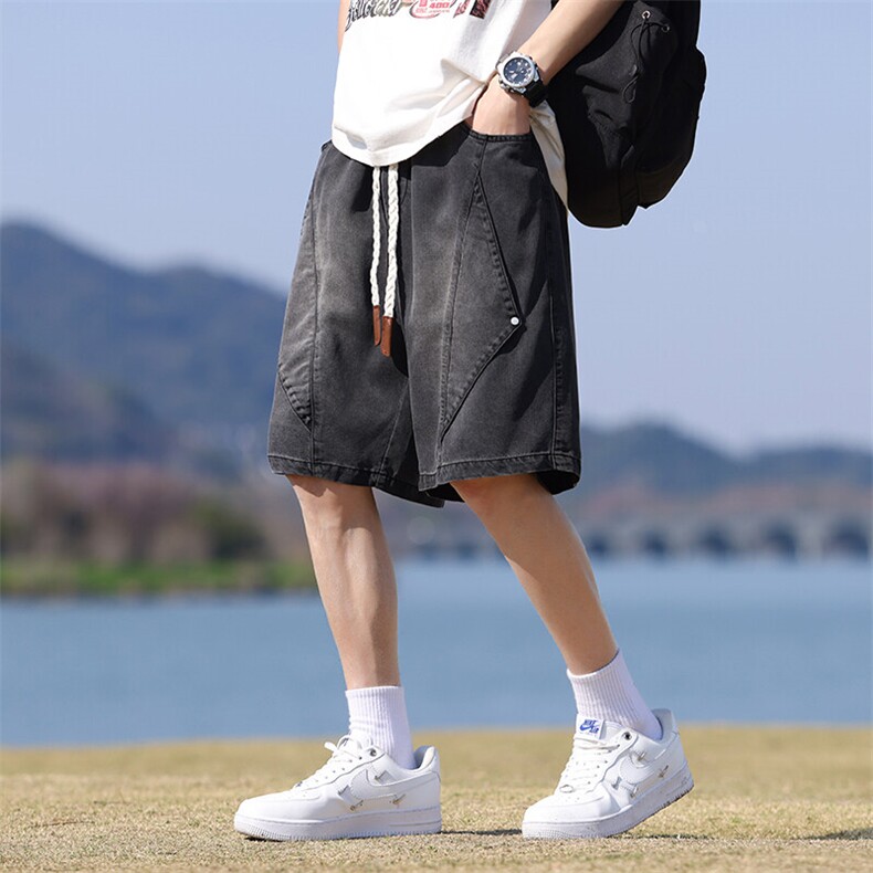 M-8XL夏季宽松大码牛仔工装短裤五分裤XZ109-K2302-TP45,男装牛仔裤,星座109