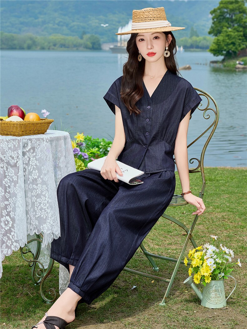 2026年夏季新品时尚气质休闲牛仔套装女,女装套装/套裙,依路服饰