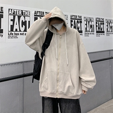 2023春季新款重磅大码麂皮绒连帽开衫夹克XZ301D-4-BK40-P65，男装夹克，电商B251A(原星座301D-4)