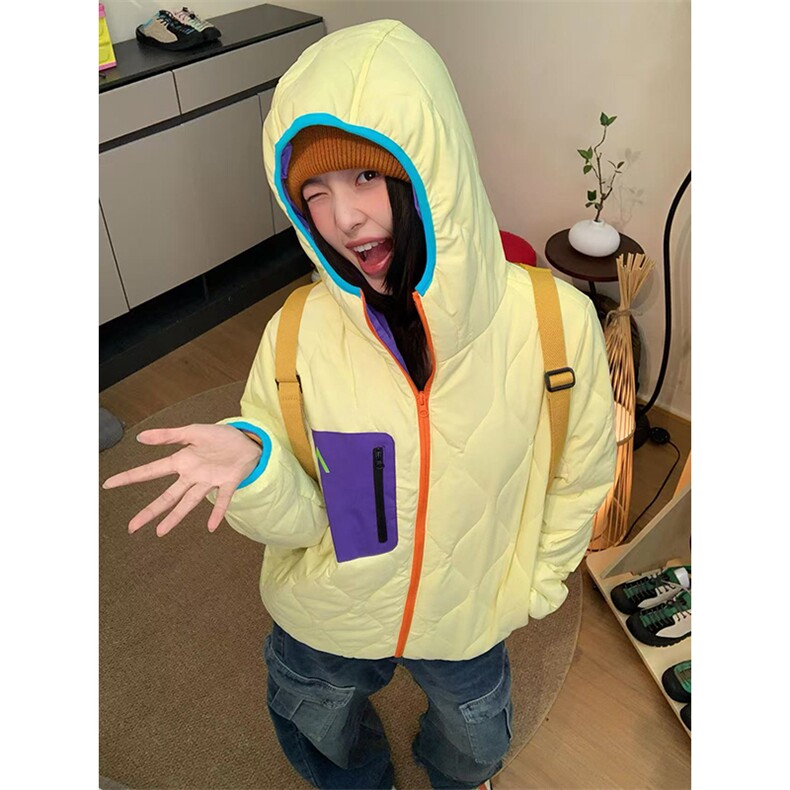 高品撞色多巴胺棉衣情侣户外保暖轻量化连帽棉服男女A1146-P95,男装棉衣,星座1505