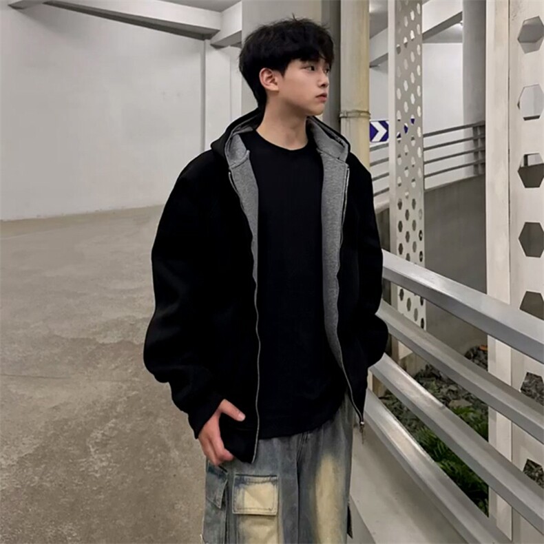 抖音得物品质26春装美式高街重磅结构双层双面卫衣开衫外套XS107,女装短外套,电商A486