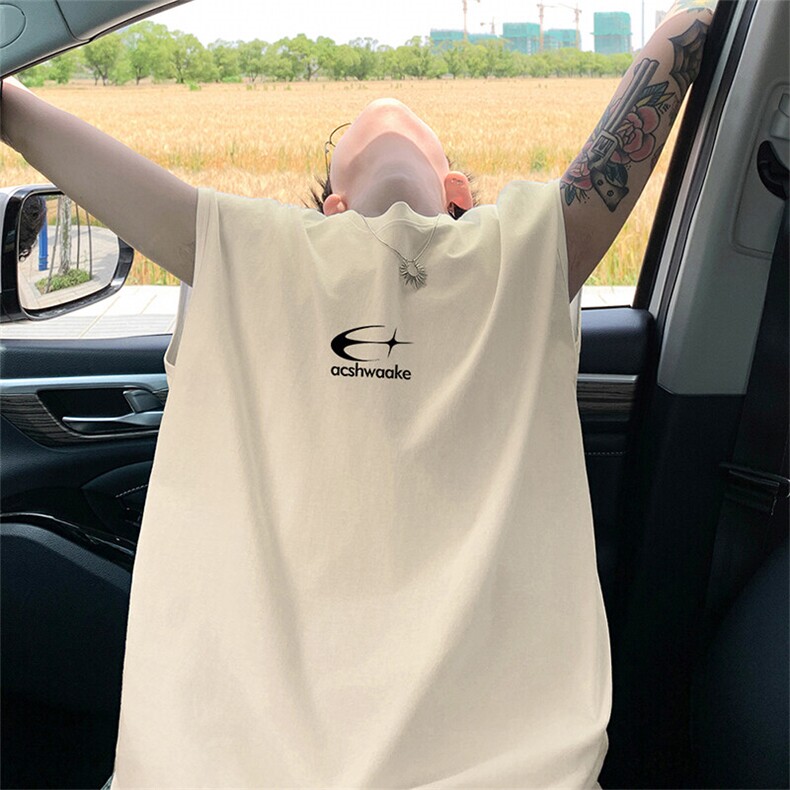 可48小时发货支持抖音得物来样二开240克重磅美式纯棉背心无袖t恤,男装背心/马甲,电商A486-1