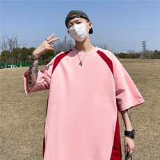 2025高品质300克全棉双纱短袖撞色圆领光板T恤打底衫男RH7718-P33，男装T恤，星座610B-1