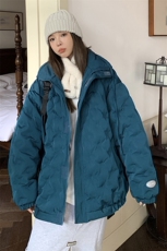 1情侣定制面料港风半高领棉服大码M-5XL棉服外套男8707P125控168，男装棉衣，星座226-2