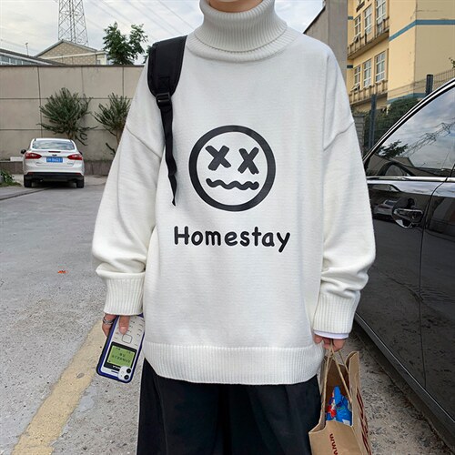 韩版潮流时尚高领休闲毛衣港风2024秋冬针织衫男A161-2-M2058-P50，男装针织衫/毛衣，电商A161-2