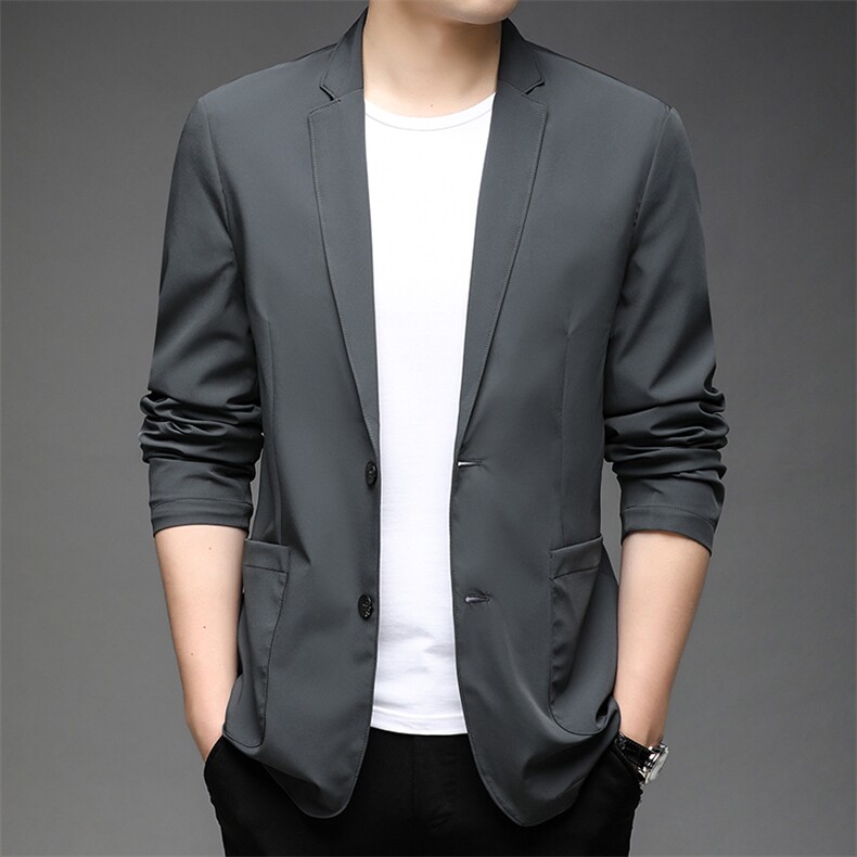 西装男士休闲两粒扣外套爸爸纯色正装单件便服上衣HPN688052-P170图片
