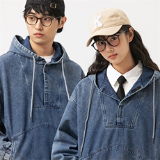 2026春季新款男装日系潮牌宽松连帽牛仔外套休闲夹克JK580-F135，男装工装外套，电商A101（原外27）