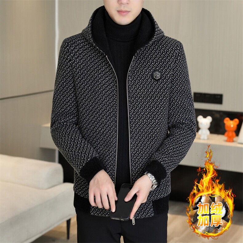 男士冬季加棉加厚连帽毛呢大衣外套时尚休闲夹克D51P155控238,男装毛呢大衣,电商B226-2（原B217-2）