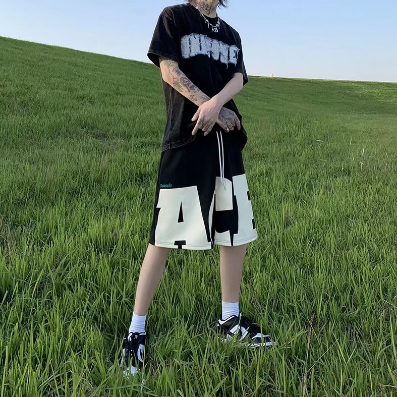 夏季美式复古篮球短裤男潮运动裤休闲五分裤AD39P30图片
