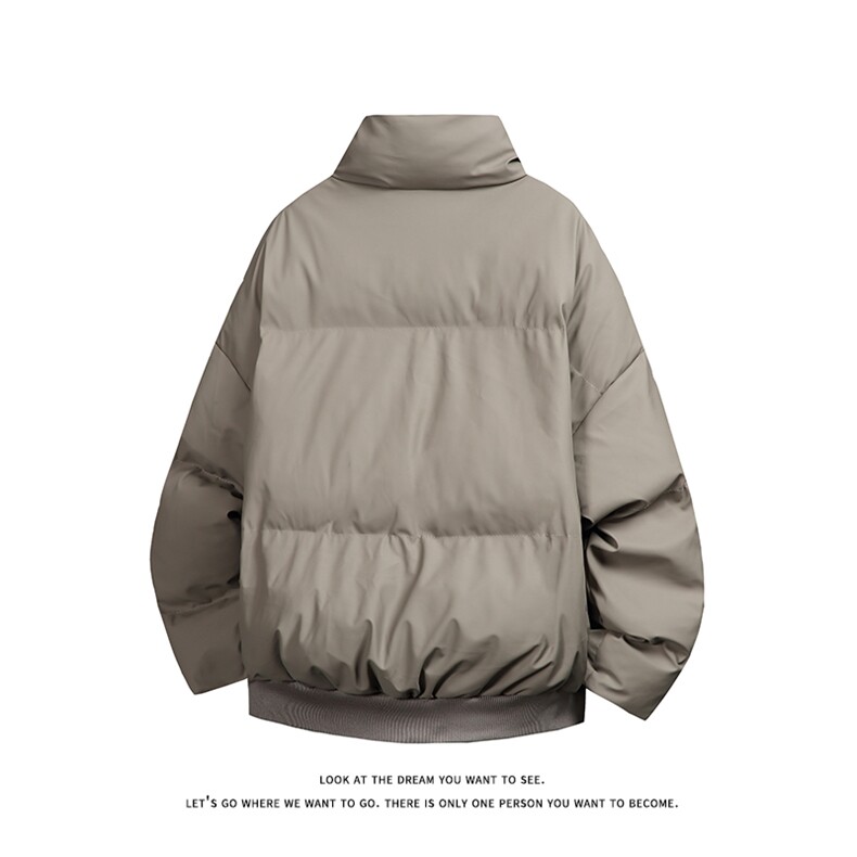 立领PU皮棉服宽松休闲百搭高级感棉衣纯色保暖外套MD8808-特价P70,男装棉衣,电商A007