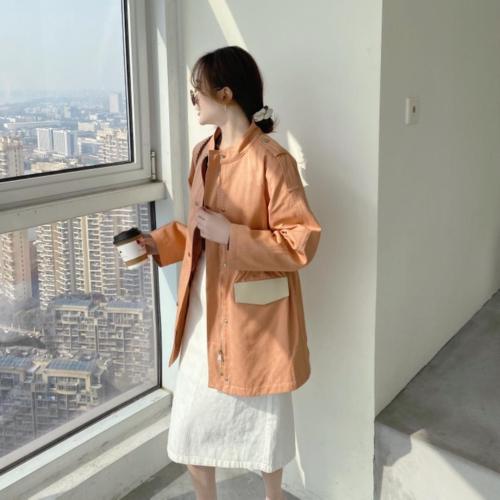 香丽迪风衣女中长款2021春装韩版宽松休闲小个子气质简约外套图片