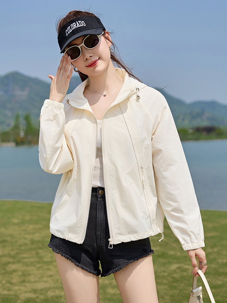连帽防晒衣女2025夏季新款宽松休闲百搭小个子防晒服短外套女上衣,女装防晒衣,以桐