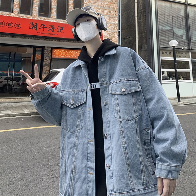 牛仔外套男春秋复古痞帅工装休闲夹克青少年百搭上衣JK08927-P58,男装夹克,星座308B-1