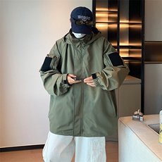 春季新款机能连帽冲锋衣潮流户外宽松休闲工装外套，男装夹克，星座410-7