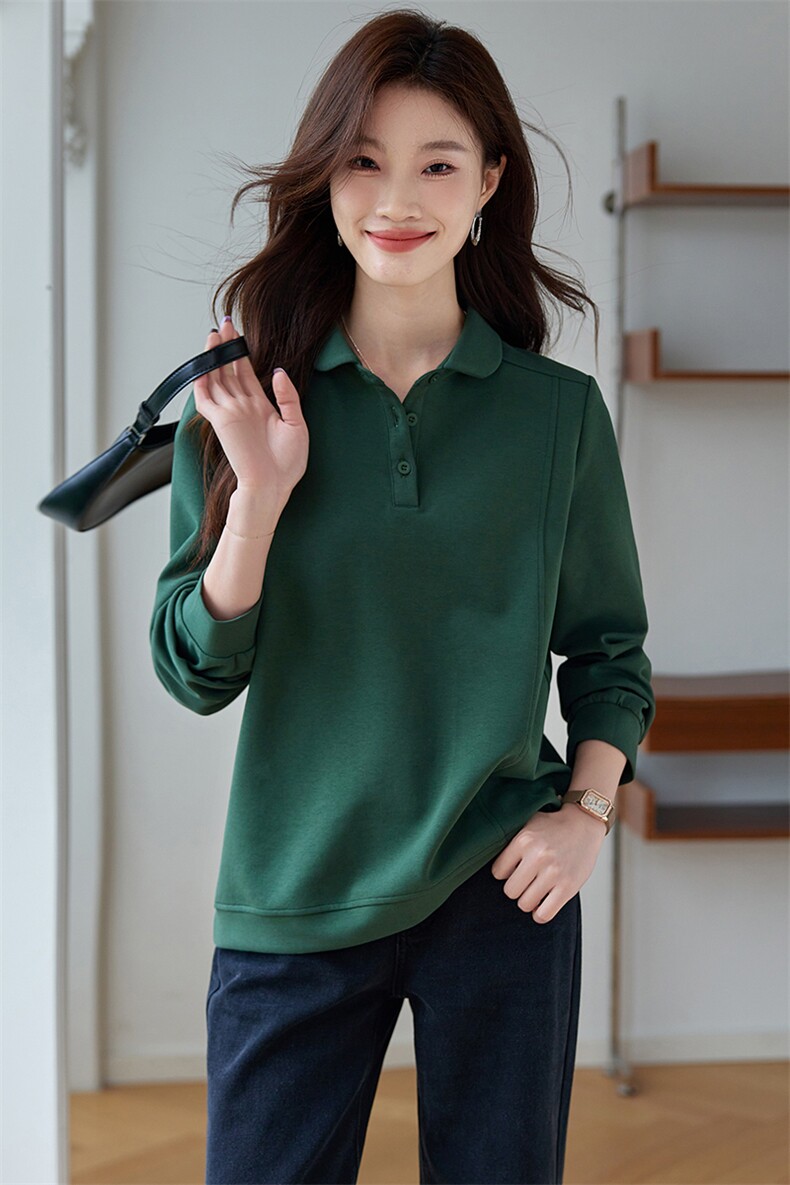 短款卫衣女2025春秋新款年中年妈妈宽松洋气翻领休闲薄款长袖上衣,女装卫衣/绒衫,韩派