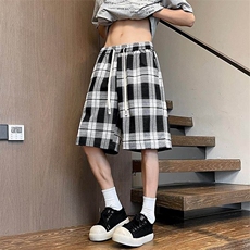 特批P26无差价夏季港风格子直筒短裤男百搭宽松五分短裤DK5827，男装休闲裤，电商A001-1