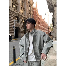现货得物二开复古工装宽松立领水洗cleanfit夹克美式JK1252-P98，男装夹克，星座1103-3