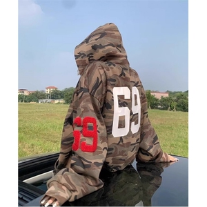 潮街头潮流嘻哈ins街舞hiphop个性时尚迷彩开衫卫衣W8287