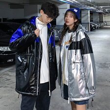 709-MY06-P1152020冬款冬季宽松保暖羊羔毛棉服百搭亮光皮外套，男装棉衣，星座709