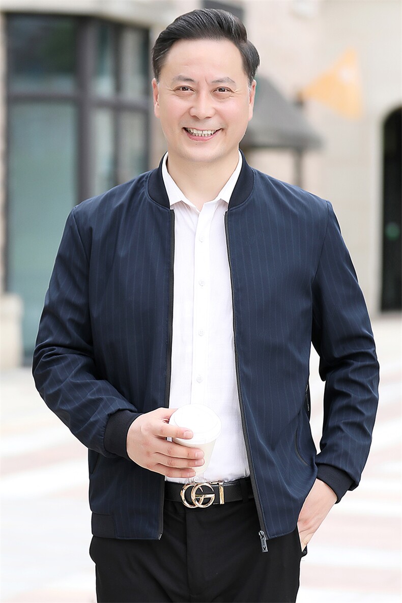 B-N9935男士2023年秋季新款长袖中老年休闲拉链夹克棒球领潮流P58,男装夹克,电商B360