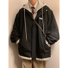 春季新款潮牌假两件连帽时尚夹克宽松百搭夹克外套CYJK9258-P80，男装夹克，电商A128
