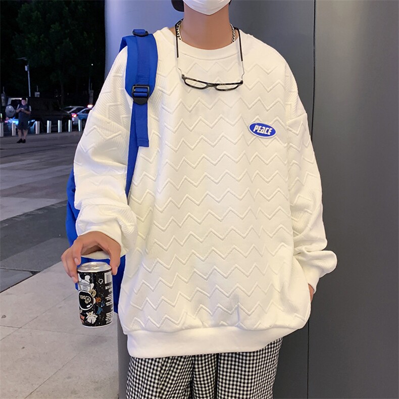 WY3171-P48春装新款港风痞帅高街潮流宽松男士休闲圆领卫衣，男装卫衣，电商A009A（原A058A）