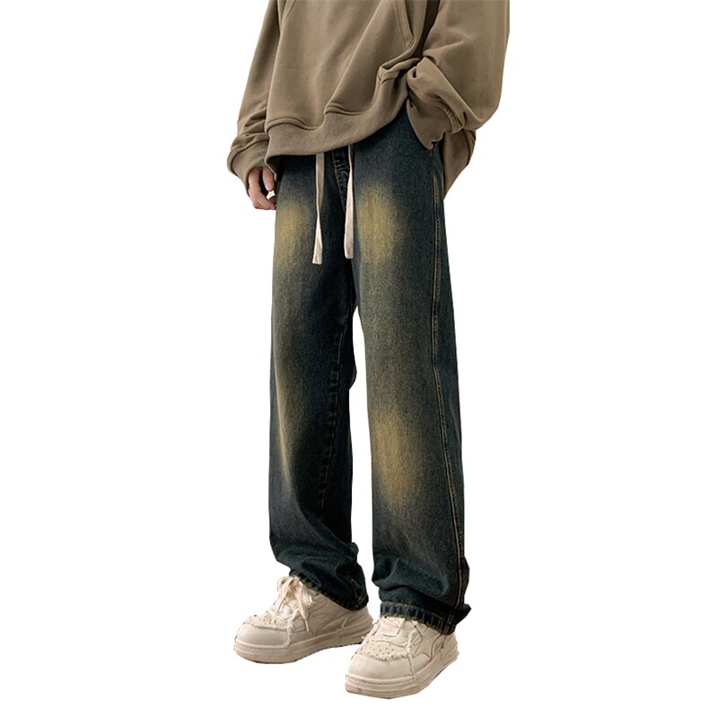 美式ins高街hiphop抽绳加绒加厚水洗牛仔裤货号加绒K2330P60控78,男装牛仔裤,电商A063