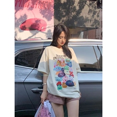 M389-P25日系卡通纯棉印花短袖学院风学生初高中宽松百搭上衣，男装T恤，星座617A-2