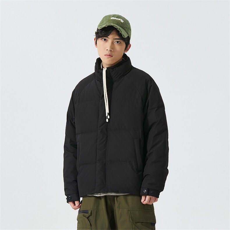 新标90%白鸭绒简约立领抽绳外套纯色加厚羽绒服ESY0205-P210,男装羽绒服,电商B306
