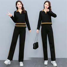 韩版时尚气质休闲套装女秋季新款长袖显瘦两件套运动服，女装套装/套裙，妙形
