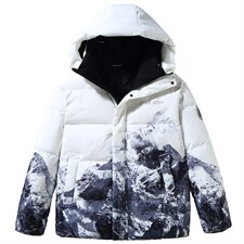现货雪山款连帽时尚宽松轻薄白鸭绒扎染外套羽绒服R8833P100，男装羽绒服，星座301D-5(原星座1415）