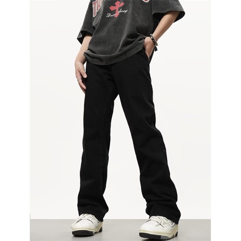 现货时尚气质黑色加绒裤子男女款秋冬原宿ins文艺简约流行潮网图，男装卫衣，星座302B-3