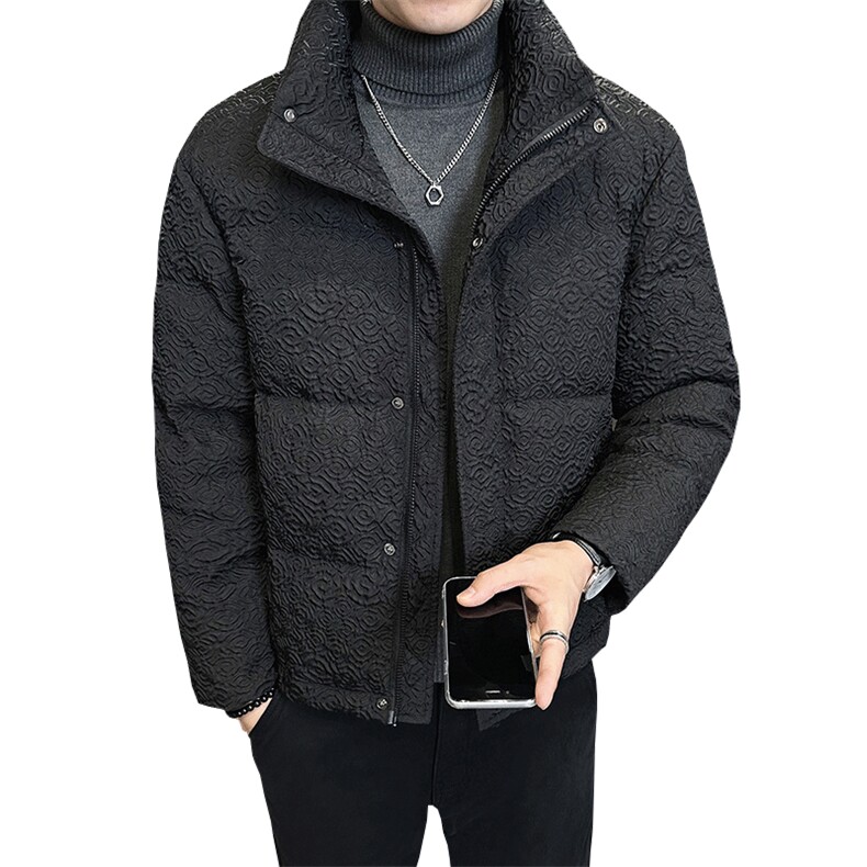 店主风冬季新款休闲压花立领羽绒服男士保暖外套B338-9903-P165,男装羽绒服,电商B338