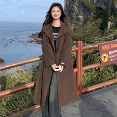 网红风双面呢女2025年新款时尚高质感羊绒大衣，女装毛呢外套，英标秀（1C119）