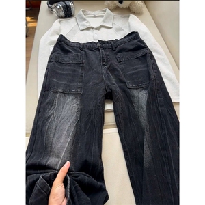 闪电纹水洗牛仔裤男痞帅美式高街窄版微喇直筒裤513ACK2641P42图片
