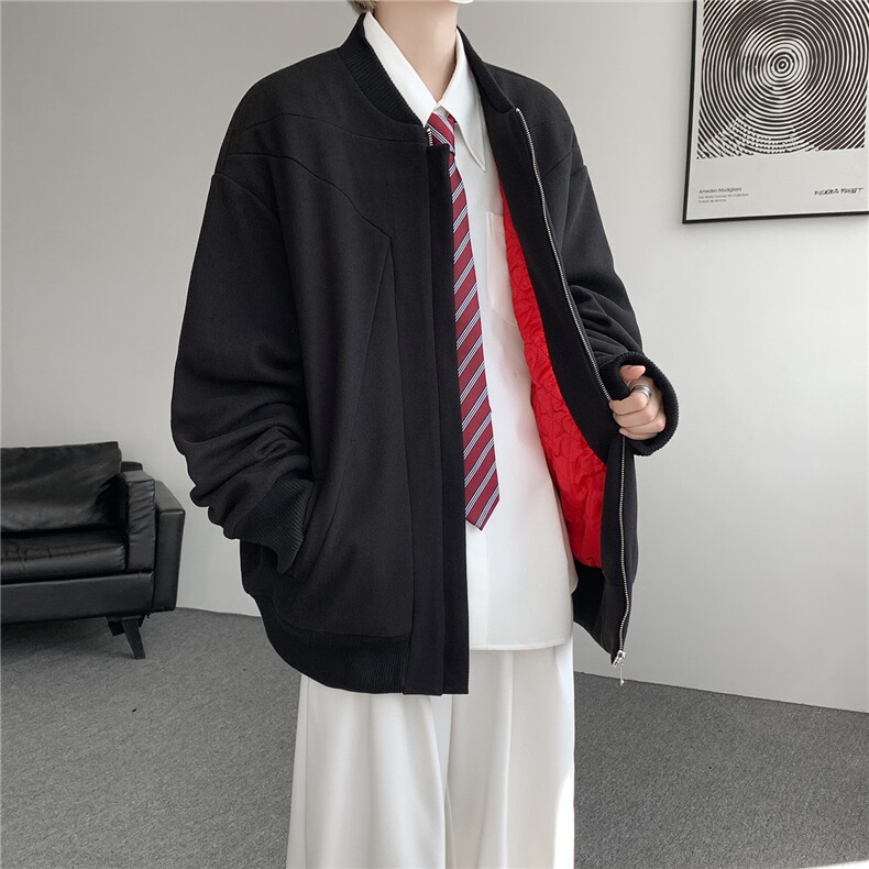 JK1169-特P58加棉TP68重磅呢料解构设计感拼接复古大码痞帅外套,女装短外套,电商A059