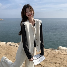 白色小香风马甲套装裤女春秋高级感气质赫本风名媛三件套女神范，女装套装/套裙，2C262
