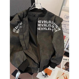 春秋季新款棒球服皮衣外套男士休闲潮复古痞帅美式夹克HH720 P65图片