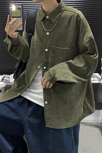 秋冬港风日系大码文艺男秋季衬衫灯芯绒青年长袖外套衬衣C45/P45,男装衬衫,钱塘713