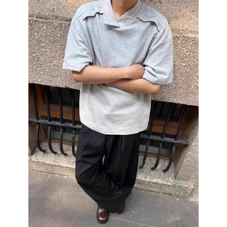 T018-不规则领轻熟风简约休闲t恤杉-网络图,男装T恤,星座1002-2