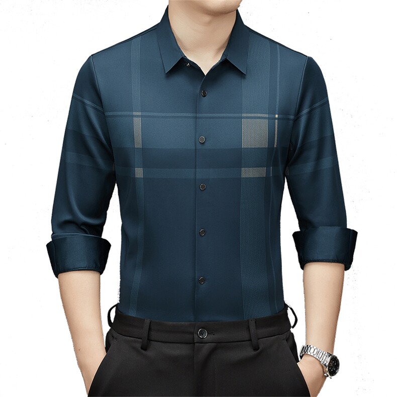 DJ802钱塘2020-3中年男士商务休闲简约冬季厚款加绒衬衫P85,男装衬衫,钱塘207-3
