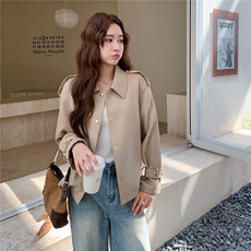 卡其色短款风衣2C081-8305P155K228，女装风衣，2C081