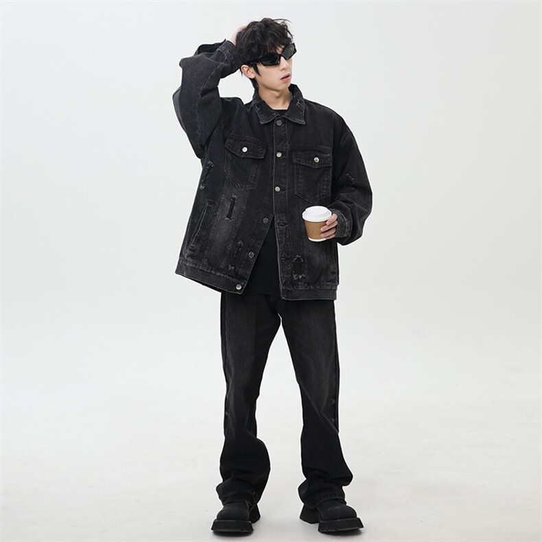 《现货主推》春季破洞牛仔夹克外套GXX03-P80控118,男装夹克,电商C303