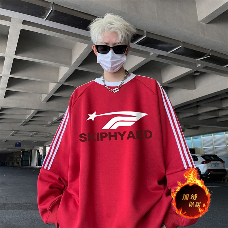 抖音得物供货提供视频秋冬重磅美式宽松织带圆领卫衣0336,男装卫衣,电商A486