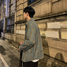 有货（自家图）美式休闲潮牌格子衬衫男慵懒风外套-CS003批45控58，男装衬衫，星座218-5