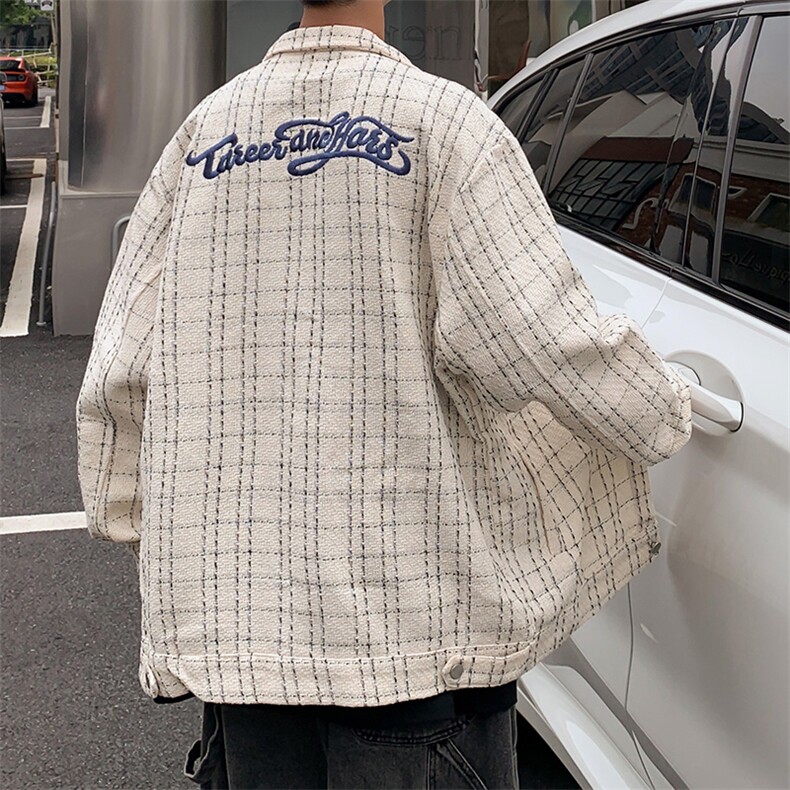 小香风粗花呢休闲外套秋季新款chic韩版宽松格子上衣Z630P60,男装夹克,星座1116-2
