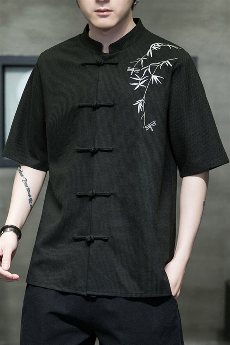 新中式风潮T恤短袖民族服饰刺绣汉服时尚唐装T329-P58,男装T恤,电商A227
