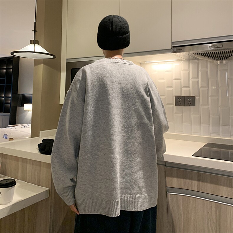 秋冬季针织开衫外套男女慵懒风ootd穿搭韩系V领毛衣外套M2588-P55,男装针织衫/毛衣,星座1008