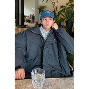 网络图现货潮牌纯色简约加绒加厚保暖防寒休闲棉服外套R512-P85图片